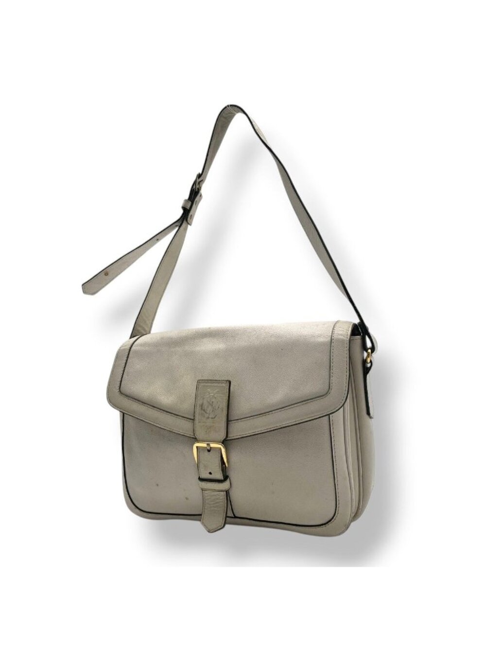 Saint Laurent YSL Shoulder Bag Leather Ivory White Crossbody Flap Vintage YSL